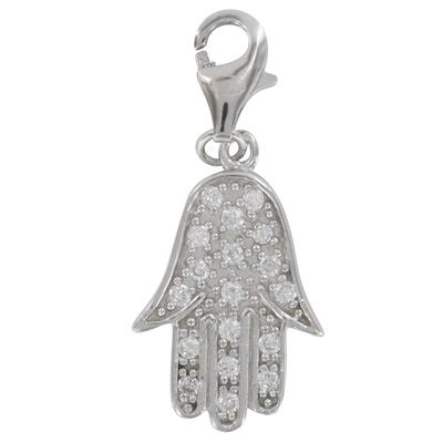 [Q4903] - Silver Charm Pendant 'Hand of Fatma' Silver-white (rhodium-plated) - 18x13 Mm