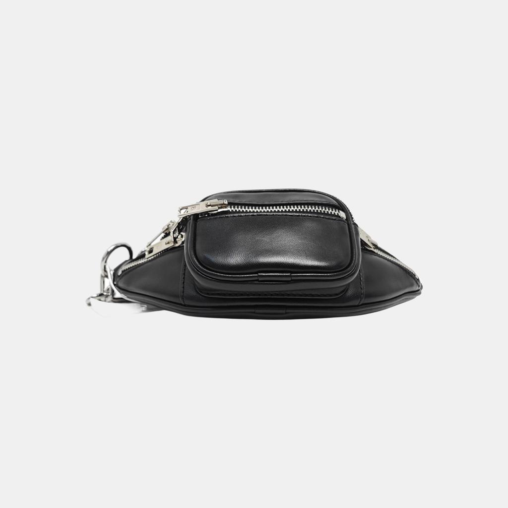 [Gebraucht] Schwarze Lammleder Mini-Hüfttasche - Ausgezeichnet #NIY6OZ