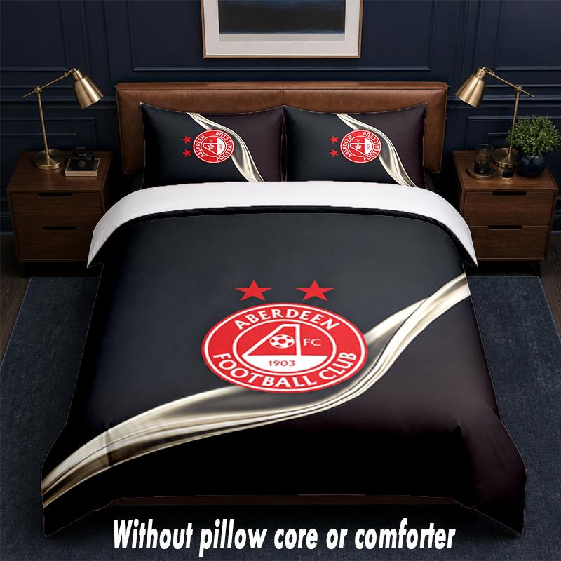 Aberdeen FC Design Bed Bedding Set 1 Duvet Cover + 2 Pillowcases Soft Breathable Household Bed Linens
