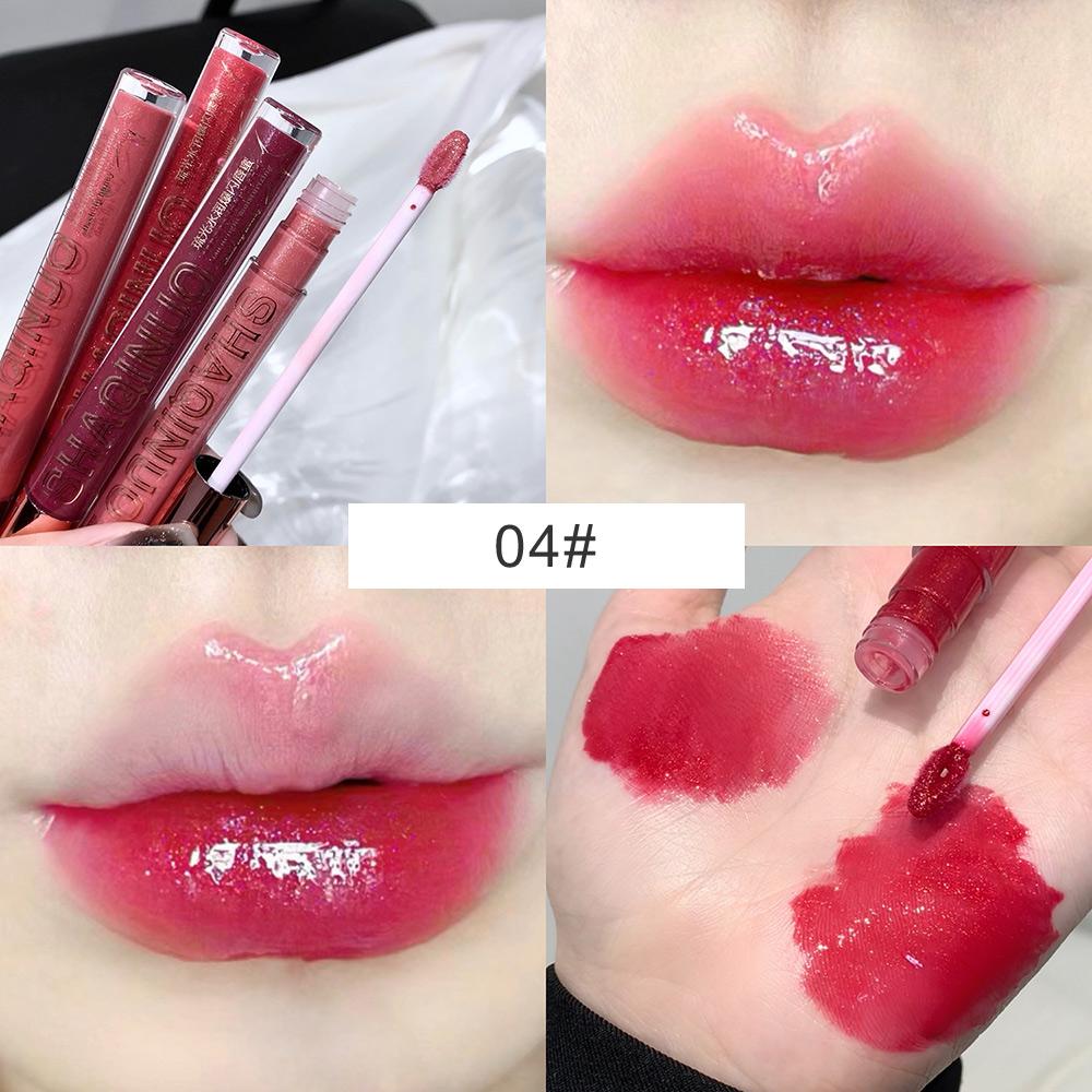 

SHAQINUO 6 цветов увлажняющий взрывной блеск для губ стойкий макияж для губ измельченная игристая водянистая зеркальная глазурь для губ