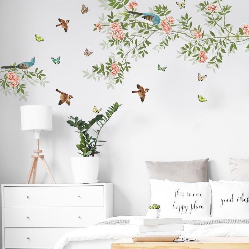 New Bird On Branch Pattern Wall Stickers for Living Room Bedroom Kitchen Wall Decor Sticker On The Wall Home Decor Decals PVC Murals