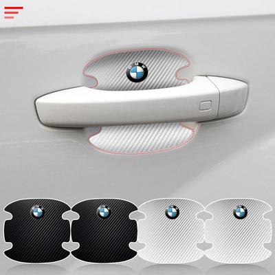 4PCS Carbon Fiber Car Door Handle Protection Sticker Emblem Accessories for 3 4 5 7 Series GT X1 X3 X4 X5 X6 F15 F16 F18 F10