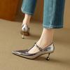Fashion NEW Spring/Autumn Women Pumps Pointed Toe Thin Heel Shoes Genuine Leather Shoes for Women Concise Buckle Strap Mary Janes Shoes