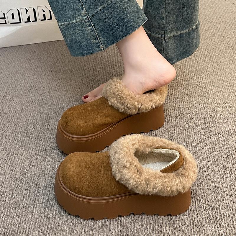 Women's Fur Integrated Winter Lightweight One-step Two Wear Warm Snow Boots Non-slip Wear-resistant Casual Sports Cotton Boots Cotton Slippers