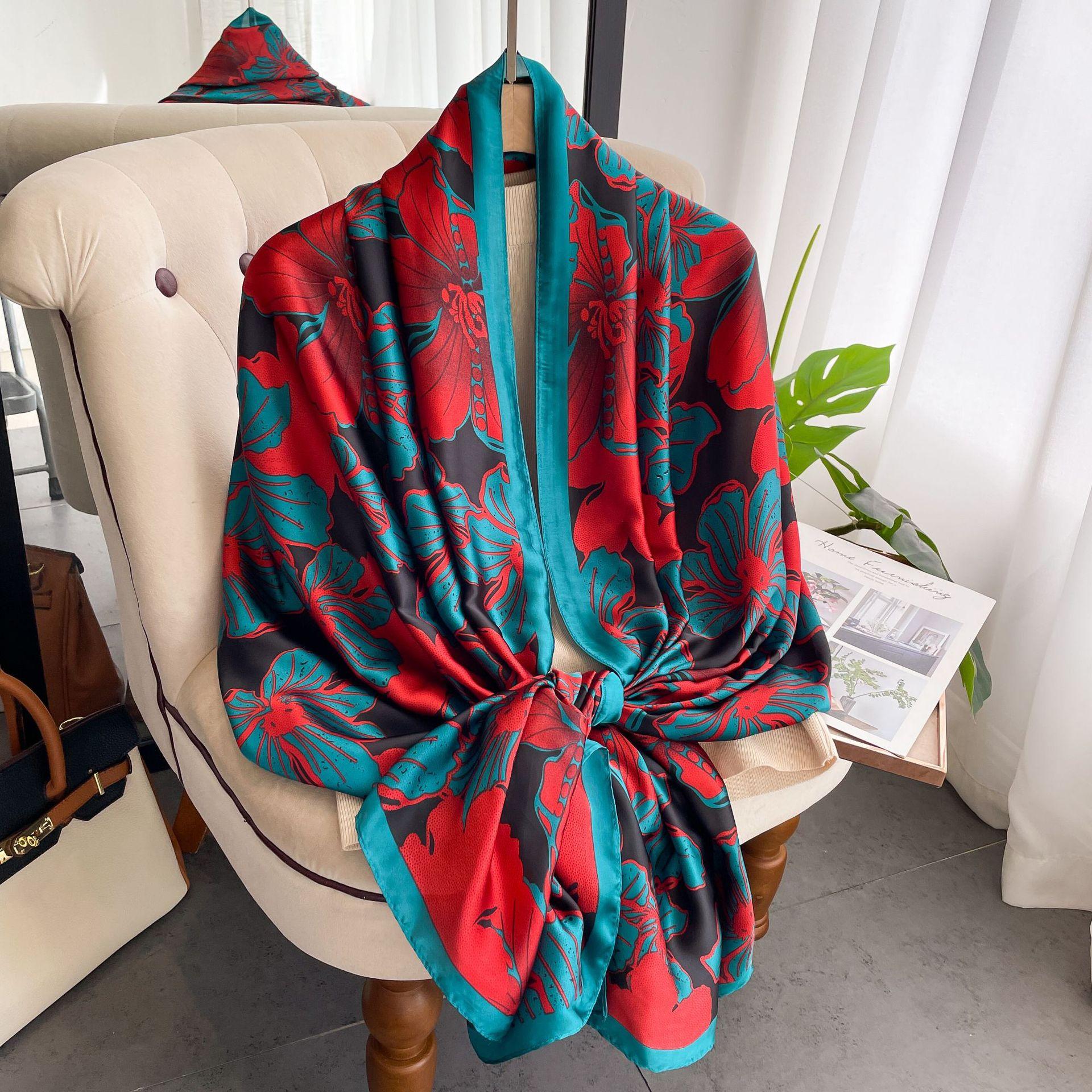 

Высококачественные роскошные шелковые шарфы, повязка на голову, шарфы, шейный шарф для женщин, шелковый шарф с цепочкой, женская декоративная шаль 180*90cm