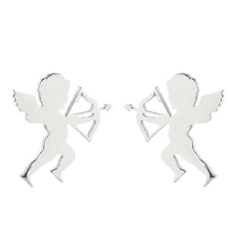 Stainless Steel Hip-Hop Punk Smiley Face & Cupid Angel Earrings