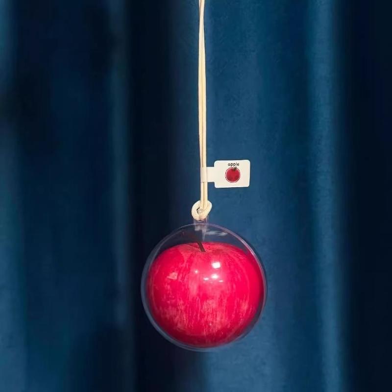 2026 Christmas Alloy Resin Red/Green Apple Pendant Keyring Handbag Decoration Keychain Handmade Jewelry Accessories