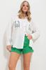 Women's Shirt New Season Fashion White Double Pocket Embroidered Woven Shirt with Button Detail on the Sides