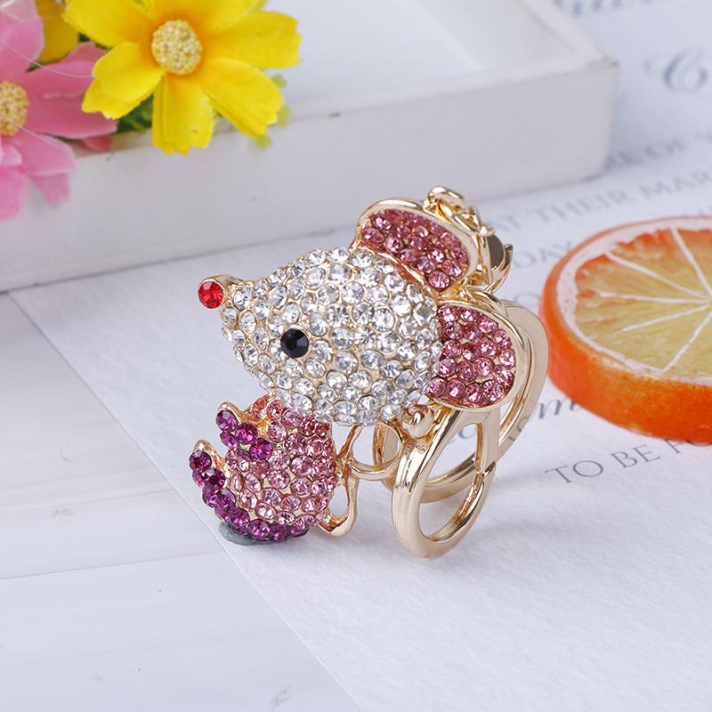 Buy Crystal Mouse Keychain Car Key Ring Women Bag Pendant Rat Chains ...