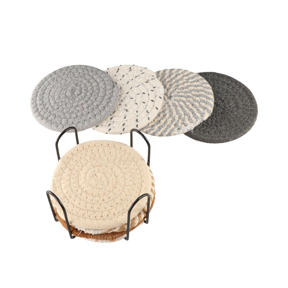 8/10 Pcs Cotton Rope Woven Trivet Placemats Braided Hot Pads Natural Dinner Plate Mat Set  Desk
