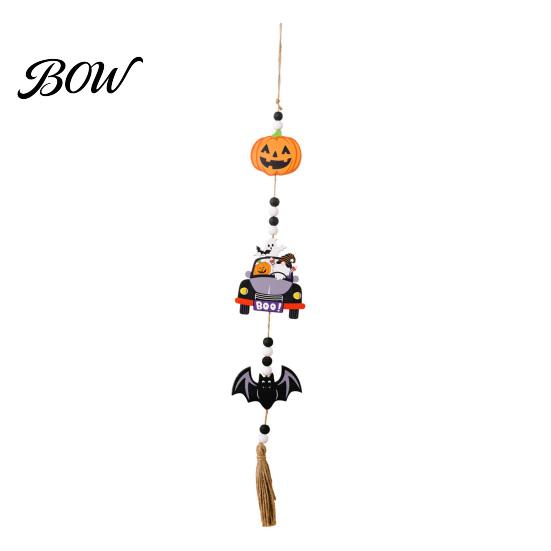 Spooky Porch Sign for Home Halloween Beaded Hanging Sign, Witch Pumpkin Bat Pendant Garland Door Handle Decoration Door, Festive Party Decor