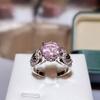 Love Crystal Micro-Set Jewelry White Gold Ring Ring Pink Silver Plated Zircon Pop Plated