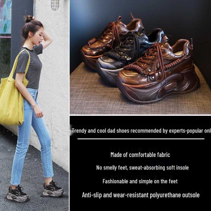 ZDW5587-7 Damen Vintage Distressed Plateau Dad Sneaker mit dicker Sohle, Herbst 2024 Kollektion.
