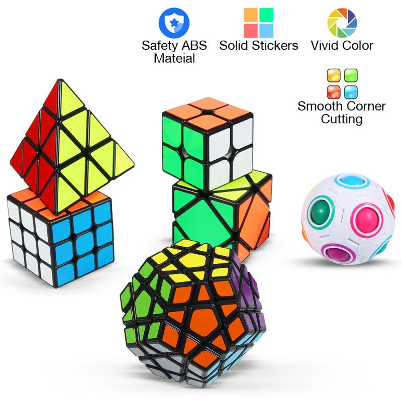 POTAN Thinkmax 6ks Speed ​​Cube Set, Magic Cube Set of 2x2x2 3x3x3 Pyramid Megaminx Skew Cube Set of Puzzle