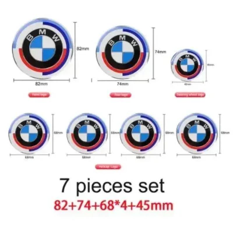 7 Stück 50. Arbeiter-Emblem Abzeichen Logo Aufkleber Auto Motorhaube Kofferraum Auto Zubehör Für BMW 82mm 74mm 68mm 45mm 56mm