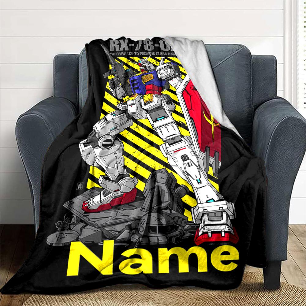 Customiz Name Personality Gundam Blanket Soft &Warm Sofa Office Bed Travel Lunch Break Blanket, Gift Suitable All Seasons