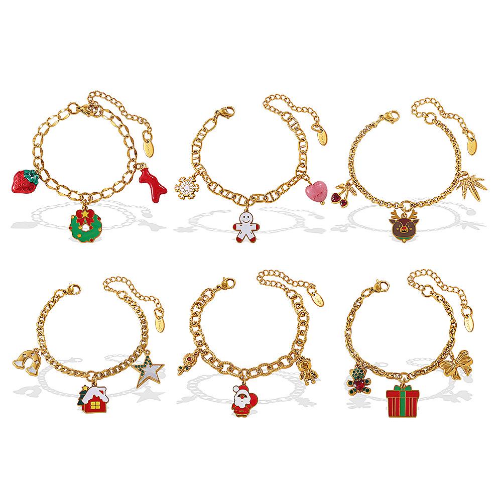 18K Gold-Plated Christmas DIY Pendant Bracelet