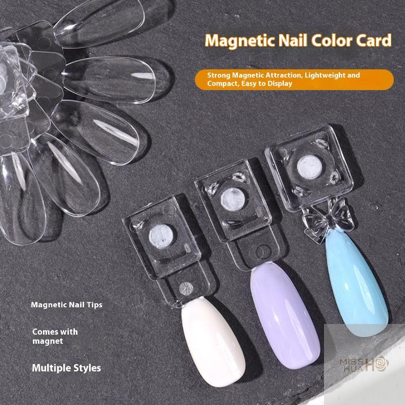 Yy Magnetic False Nail Tip Display Clear Natural Color Card Polish Gel Stand Board Nail Palette Manicure Nail Glue Practice Tool