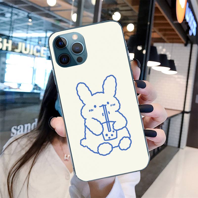 Niedliche Strichmännchen-Illustration Handyhülle für iPhone 11 12 13 Pro Max 5s 6s 7 8 Plus X Xr Xs Max Se 2020 13 Mini Hülle Abdeckung