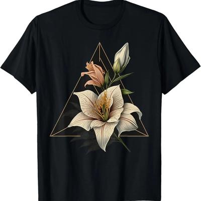 Abstraktes Geometrisches Lilien-T-Shirt