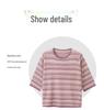 Plus Size Striped Round Neck Maternity T-Shirt for Middle-Aged and Elderly Women - Simple, Comfortable, and Versatile for Commuting.