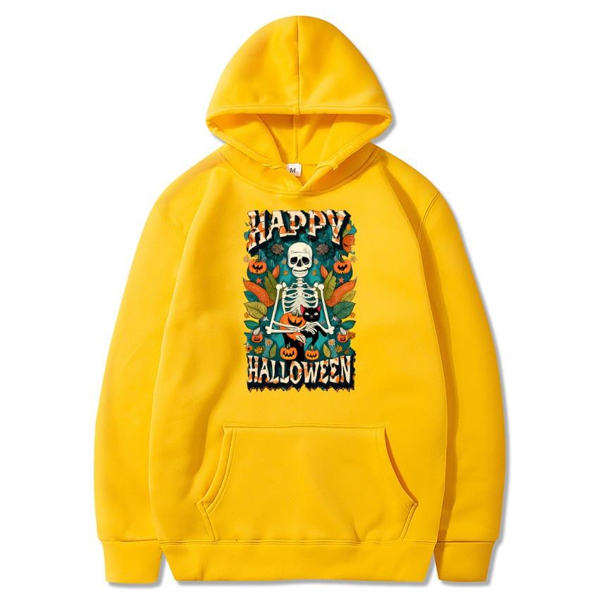 Happy Halloween Autumn Winter Fleece Hoodie Street Fashion Hoodie Men's and Women's Casual Long Sleeve Warm Hoodie