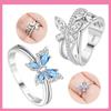Copper Metal Authentic Original Blue Butterfly Flying Ring Women's Anniversary Perfect Gift Engagement Rings Designed For Women Mens High Quality