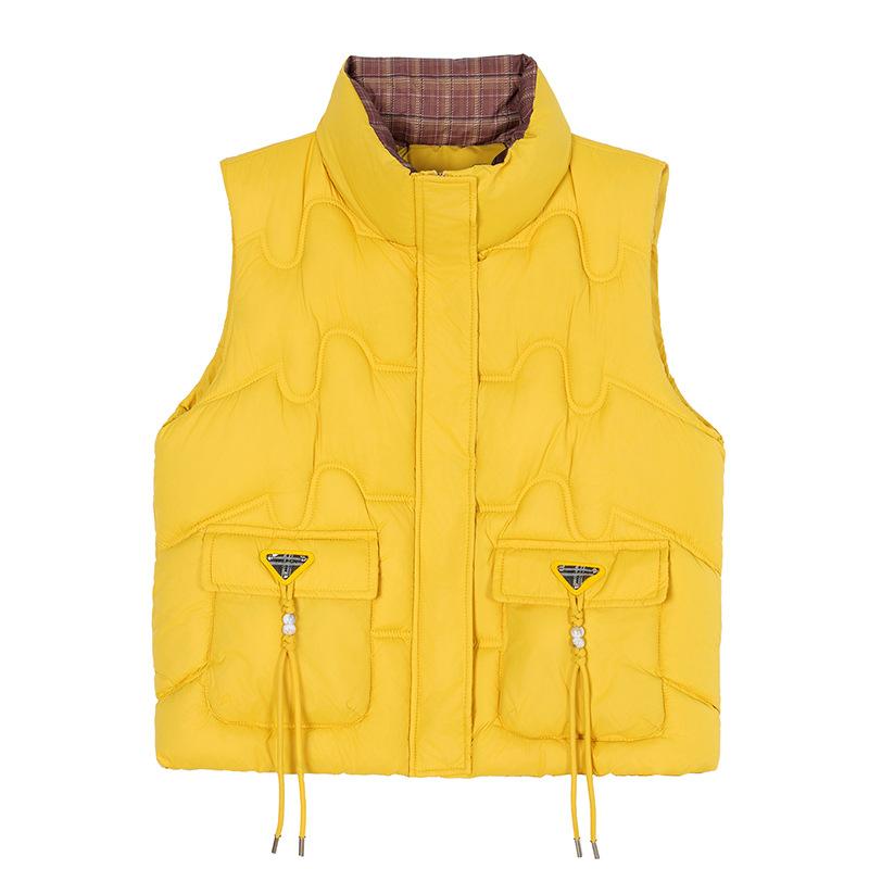 Down cotton vest women's autumn and winter new slim-fit sleeveless vest outside vest vest jacket