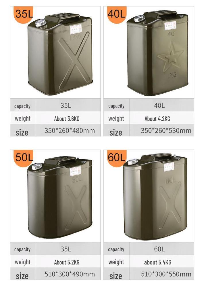 Gasoline/Diesel Fuel Can: 10L & 20L Spare Tank, Thickened Sheet Metal