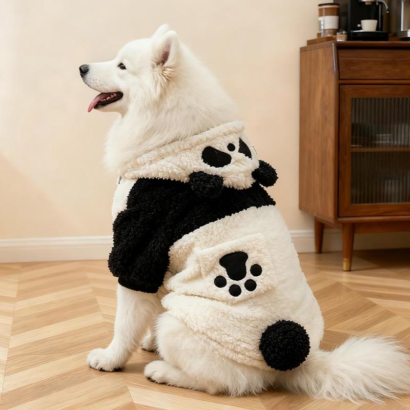 Pet dog clothes autumn and winter winter warm thickened medium and small dog teddy bear four-legged panda clothing