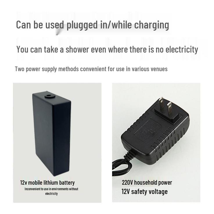 Portable Rechargeable Electric Shower Head for Dorms, Rentals, Outdoors