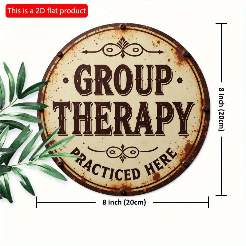 

2d Flat 20*20cm Circular Wooden Sign, Group Wine Therapy Logo, Suitable for Cafes, Gardens, Clubs and Bars, Ideal Choice for Home, Office Decoration. 20*20cm