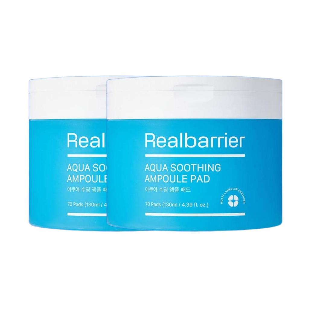 Real Barrier Aqua Soothing Ampoule Pad Cooling & Hydrating Face Mask Double Pack (70 Pads x 2ea)