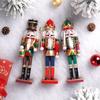 3pcs 30cm Unique Wooden Nutcracker King Drummer Soldier Handmade Christmas Decor Puppet Ornaments Holiday Decor Collectible Gift