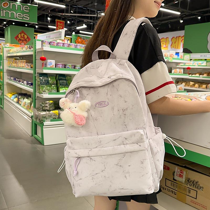 School Bag Large Capacity Campus Backpack for Women, Korean Style Middle School Student Simple Tie-dye, High School Backpack INS Style Japanese Style