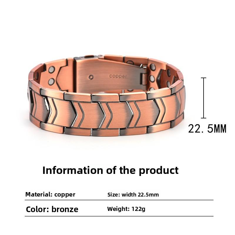 Vintage Red Copper Magnetic Therapy Bracelet for Men Cross Design Negative Ion Fashion Health Bracelet