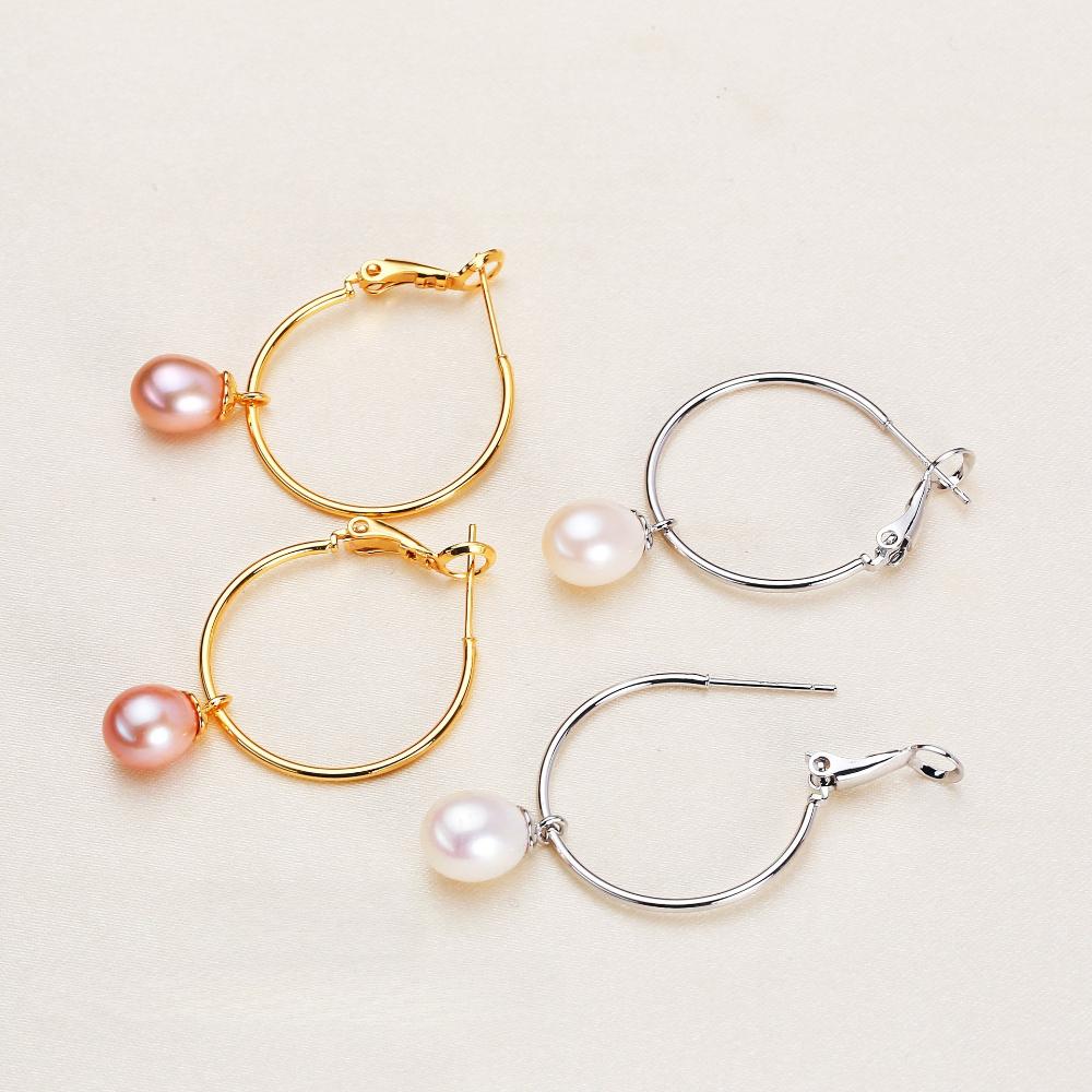 7-8mm Rice Shape Freshwater Pearl Earrings for Women Circle Shape Fashion Earrings Jewelry Gift 2026 New Arrivals
