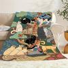 Cartoon Cats & Vibrant Tree Flannel Printed Blanket Suitable For All Seasons Suitable For Living Room Office Sofa And Travel