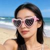 Luxury Pearl Heart Shaped Sunglasses Women Brand Designer Vintage Cat Eye Sun Glasses Pink White Love Heart Eyewear UV400 Oculos