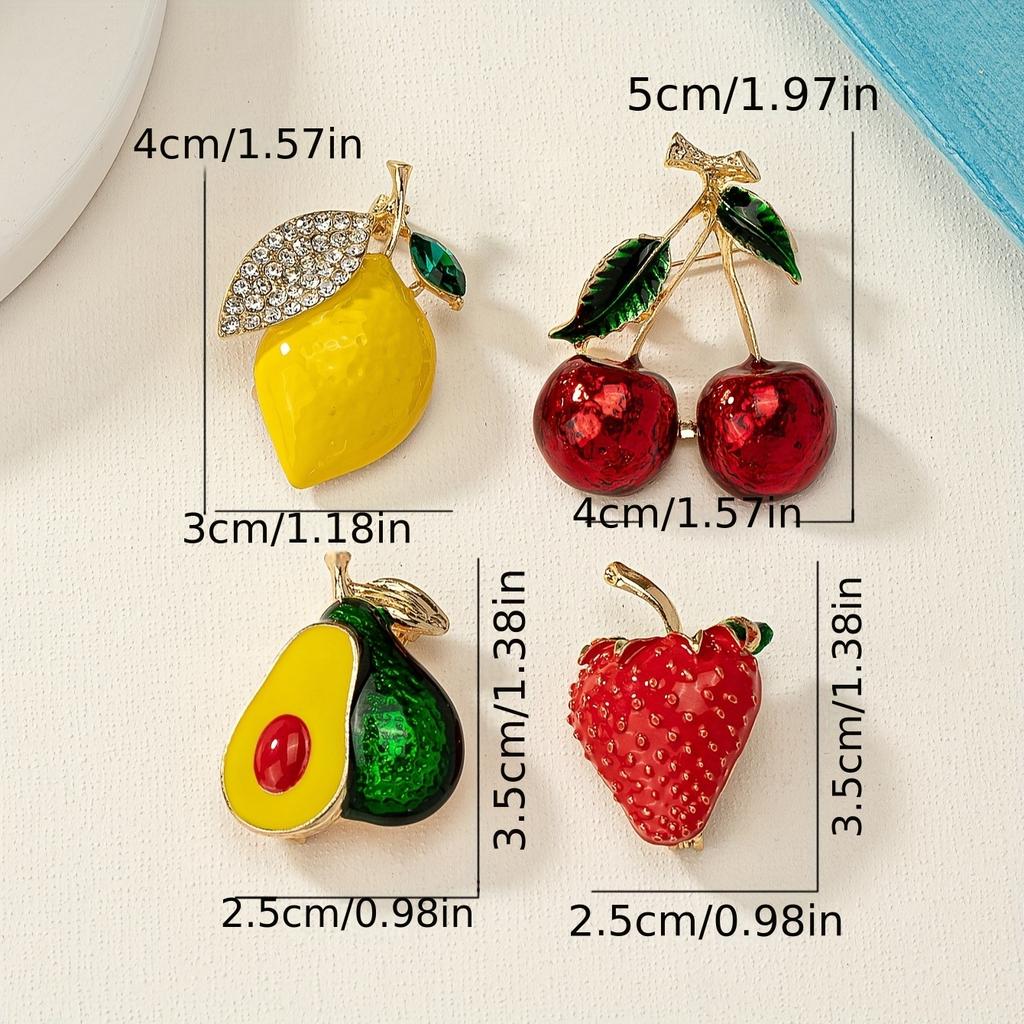 Korean version of fashionable simple and cute cherry brooch female versatile playful alloy dripping fruit series corsage female pin