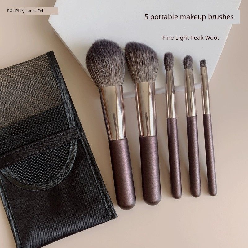 

Portable Models 5 PCs Soft Cosmetics Bag Makeup Brushes Suit Wool Portable 5 makeup brush sets (with package)