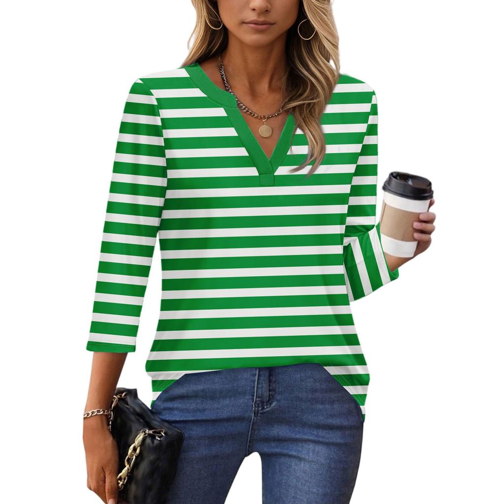 3/4 Sleeve Shirts For Women Tees Blouses Casual Plus Size Basic Tops Pullover Ladies Tunic Blouses