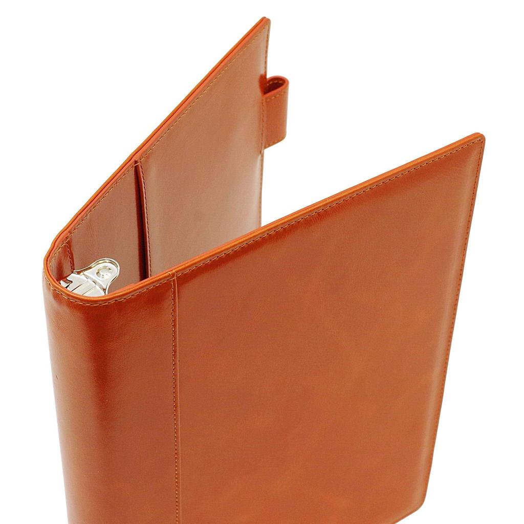 Franklin Planner Lustrous Leather Classic Orange 64619 Binder, Size, 20mm, Brown,