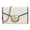 GG Marmont Quilted Leather Wallet On Chain White Navy Blue Trim Chain Crossbody Clutch Bag for Women Party Daily Commute 573807-0OLFX-9085