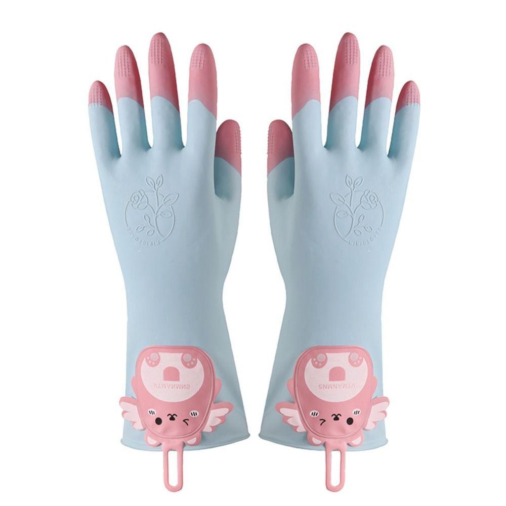 1 Pair Non-Slip Laundry Cleaning Gloves Cartoon Kitchen Cleaning Gloves Household