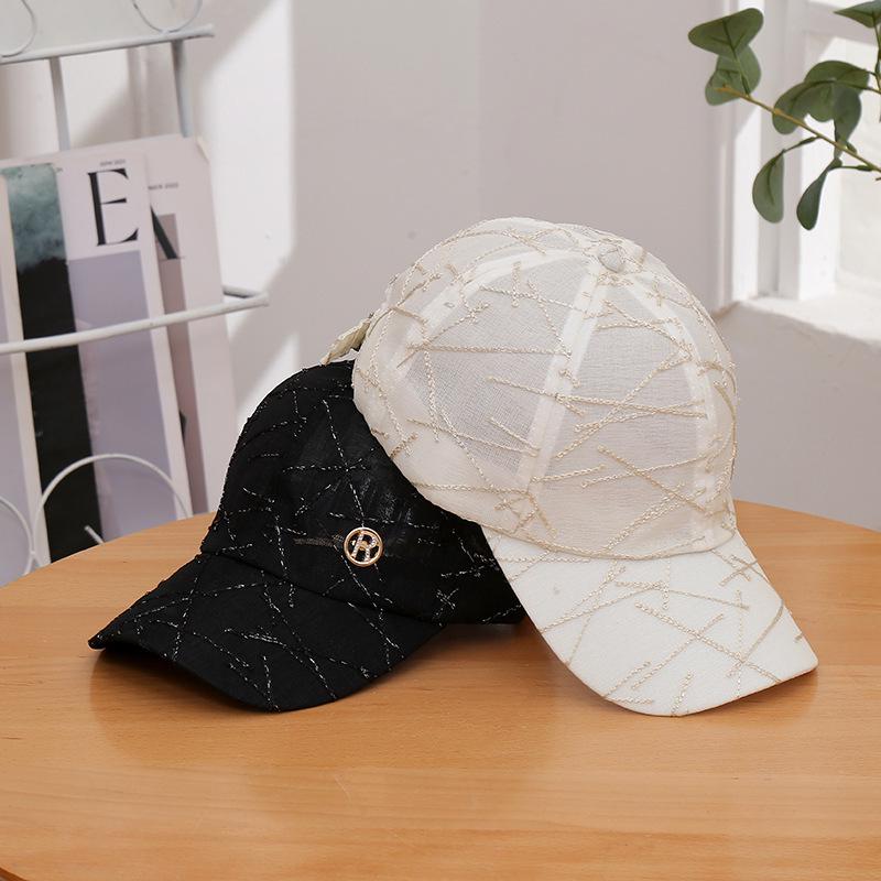 Korean Style Women's R Letter Sun Hat - Fashionable, Versatile, Breathable Baseball Cap for a Slimmer Face.