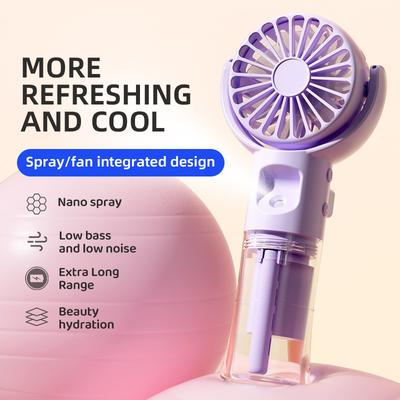 New Handheld Fan USB Rechargeable Portable Hanging Neck Misting Fan Adjustable Speed Spray Water Mist Fan Outdoor Camping Travel