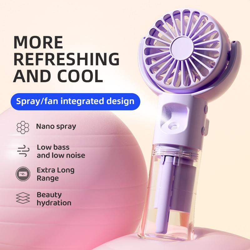New Handheld Fan USB Rechargeable Portable Hanging Neck Misting Fan Adjustable Speed Spray Water Mist Fan Outdoor Camping Travel