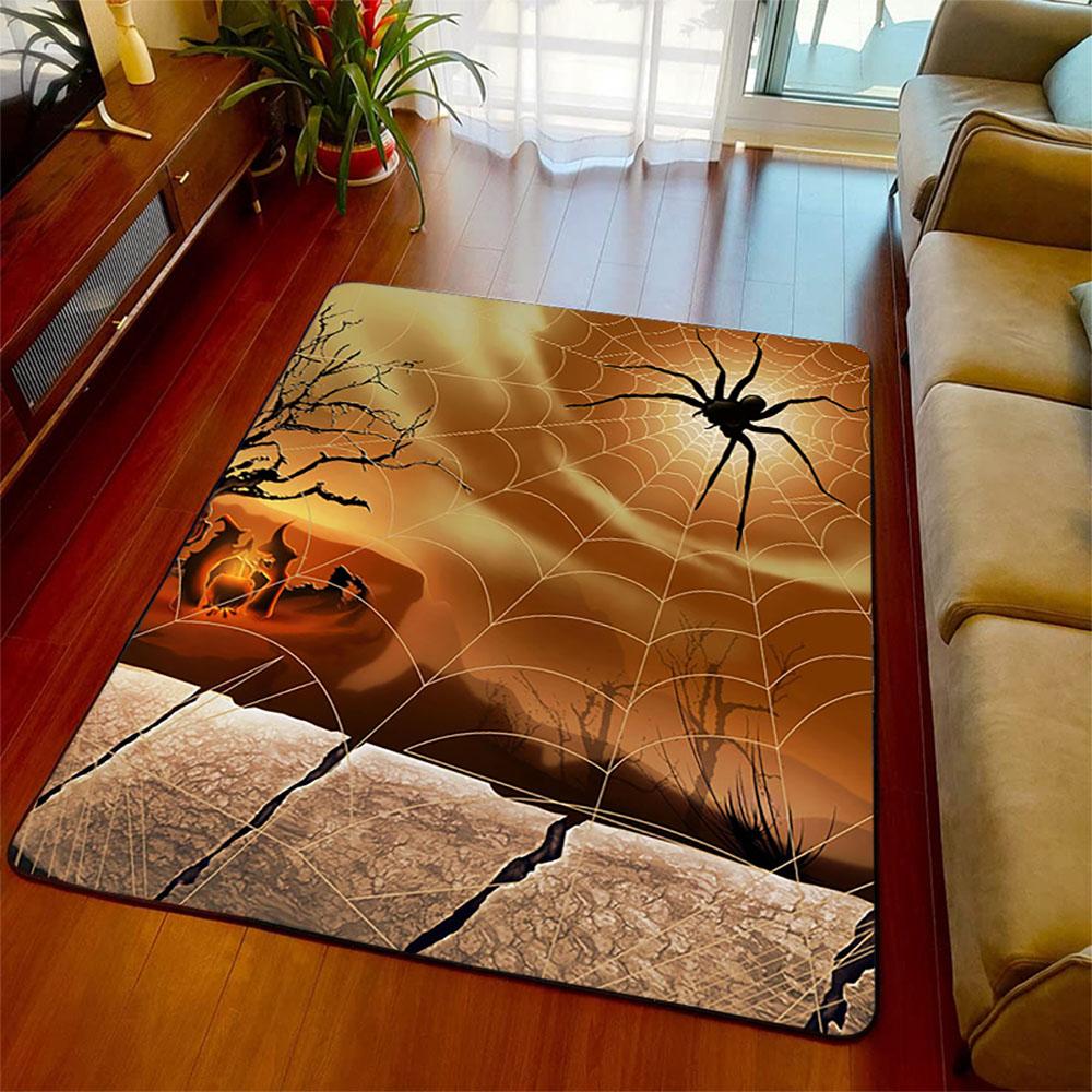 Halloween-Spinnen-Teppich, 3D-gedruckt, Angst-Horror-Matte, Trick-or-Treat-Teppich, Wohnzimmer-Schlafzimmer-Teppich, Halloween-Geschenk, Heimdekoration