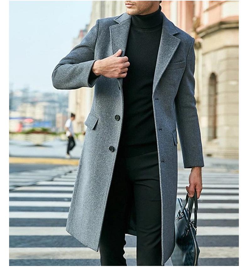 2025 Autumn/Winter Men's Woolen Coat - British Fashion, Long Style, Trendy Temperament, Long Sleeve Outerwear